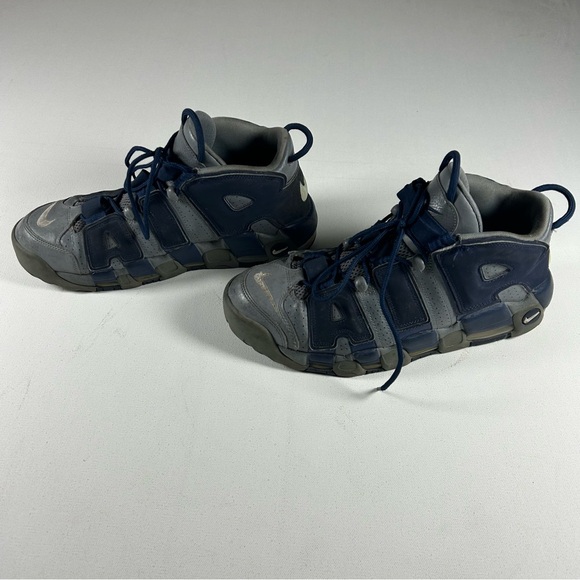 Nike Air More Uptempo Cool Gray Midnight Navy Sneakers Mens 11.5 Basketball